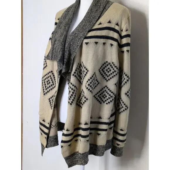 Charming Charlie Beige Size Small Open Cardigan Black Beige Long Sleeve - Picture 3 of 8